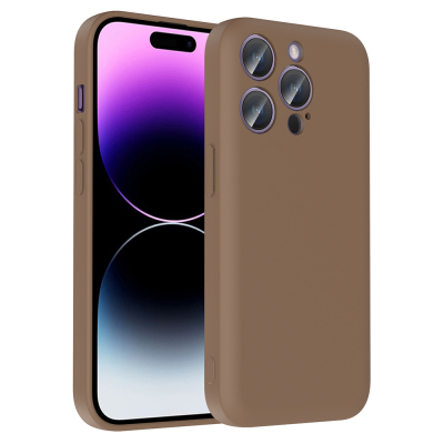 Apple iPhone 14 Pro Case Camera Protection Card Holder Zore Vitra Cover Brown