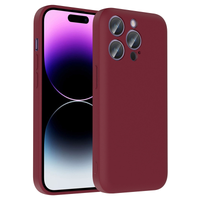 Apple iPhone 14 Pro Case Camera Protection Card Holder Zore Vitra Cover Plum