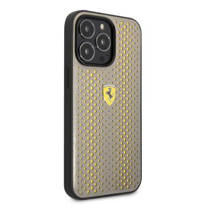 Apple iPhone 14 Pro Case Ferrari Leather Yellow Dotted Design Cover Yellow