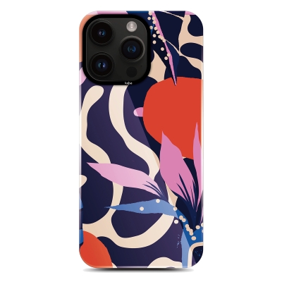 Apple iPhone 14 Pro Case HD Patterned Kajsa Shield Plus Flower Graphic Series Cover Purple