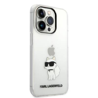 Apple iPhone 14 Pro Case Karl Lagerfeld Transparent Choupette Design Cover Colorless