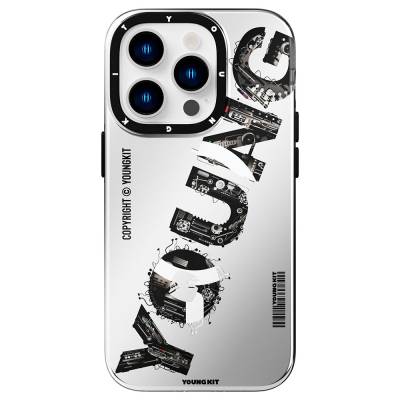 Apple iPhone 14 Pro Case Magsafe Charging Feature Text Themed YoungKit Mechanic Series Cover Grey