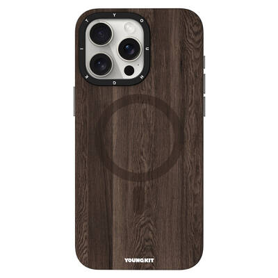 Apple iPhone 14 Pro Case Magsafe Charging Feature Yellowing Resistant Youngkit Wood Forest Series Cover Brown