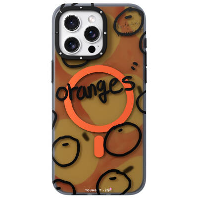 Apple iPhone 14 Pro Case Magsafe Charging Featured Bee Brown Designed Youngkit Funny Series Cover Orange