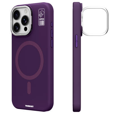 Apple iPhone 14 Pro Case Magsafe Charging Featured Camera Stand Youngkit Bitty Cream Cover Purple