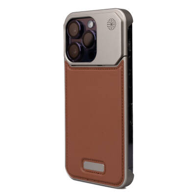 Apple iPhone 14 Pro Case Magsafe Charging Featured Mechanism Scent Chamber Zore Mostar Cover Brown