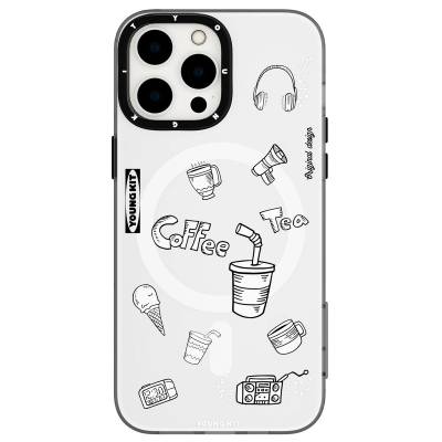 Apple iPhone 14 Pro Case Magsafe Charging Featured Patterned Youngkit Plaything Series Cover White