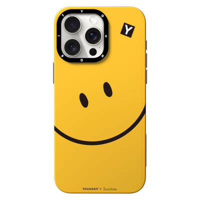 Apple iPhone 14 Pro Case Magsafe Charging Featured Sunshine Design Youngkit Daily Happy Series Cover Siyah-Sarı