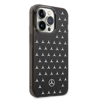 Apple iPhone 14 Pro Case Mercedes Benz Double Layer Star Patterned Design Cover Siyah-Gümüş