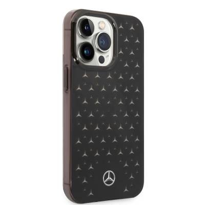 Apple iPhone 14 Pro Case Mercedes Benz Transparent Star Design Cover Black