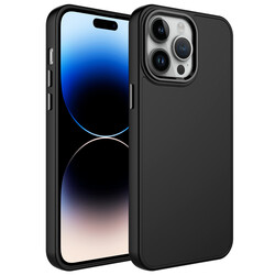 Apple iPhone 14 Pro Case Metal Frame and Button Design Silicone Zore Luna Cover Black