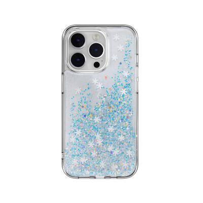 Apple iPhone 14 Pro Case Shining Silvery Transparent Licensed Switcheasy Starfield Cover Blue