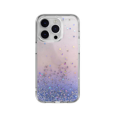 Apple iPhone 14 Pro Case Shining Silvery Transparent Licensed Switcheasy Starfield Cover Purple