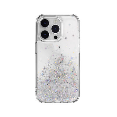 Apple iPhone 14 Pro Case Shining Silvery Transparent Licensed Switcheasy Starfield Cover Colorless