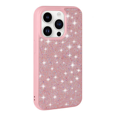 Apple iPhone 14 Pro Case Shiny Stone Design Zore Diamond Cover Pink