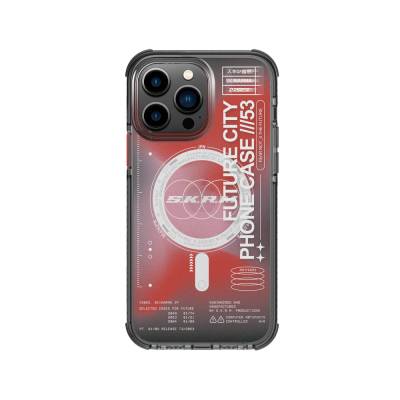 Apple iPhone 14 Pro Case SkinArma Transparent Airbag Design Shorai Cover with Magsafe Charge Red