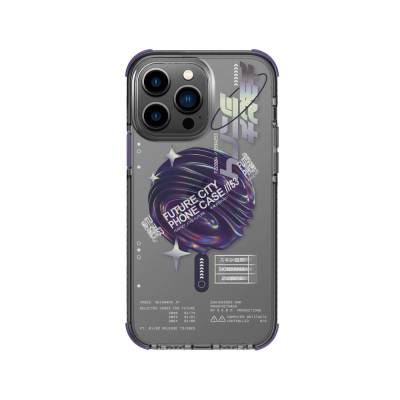 Apple iPhone 14 Pro Case SkinArma Transparent Airbag Design Shorai Cover with Magsafe Charge Purple