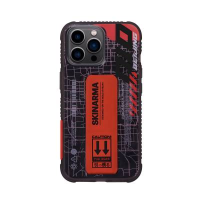 Apple iPhone 14 Pro Case SkinArma Transparent Patterned Stand Ryoiki Cover Black-Red