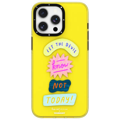 Apple iPhone 14 Pro Case Text Patterned Youngkit Mindfulness Series Cover Yellow