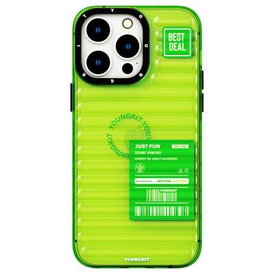 Apple iPhone 14 Pro Case Transparent Color Design YoungKit Fluorite Series Cover Green