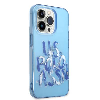 Apple iPhone 14 Pro Case U.S. POLO ASSN. Colorful Graffiti Printed Design Cover Blue