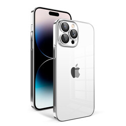 Apple iPhone 14 Pro Case With Camera Protection Color Framed Zore Garaj Cover Silver
