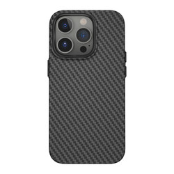 Apple iPhone 14 Pro Case Wiwu Carbon Fiber Look Magsafe Wireless Charge Featured Kabon Cover Black