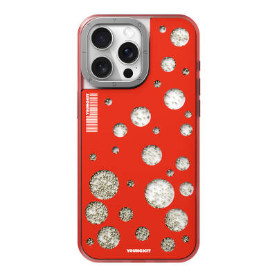 Apple iPhone 14 Pro Case Youngkit Quicksand Beads Series Cover Magsafe Charging Feature Red