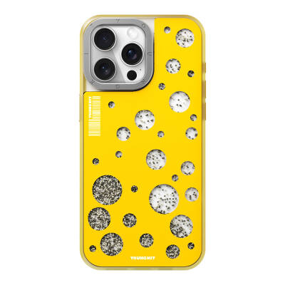 Apple iPhone 14 Pro Case Youngkit Quicksand Beads Series Cover Magsafe Charging Feature Yellow