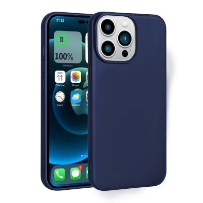 Apple iPhone 14 Pro Case Zore Premier Silicone Cover Navy blue