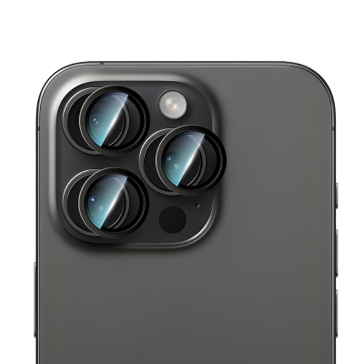 Apple iPhone 14 Pro CaseWorld Alloy Serisi Oleofobik Anti Reflective Kamera Lens Koruyucu Siyah