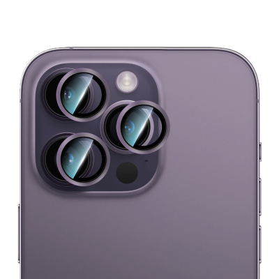 Apple iPhone 14 Pro CaseWorld Alloy Serisi Oleofobik Anti Reflective Kamera Lens Koruyucu Mor