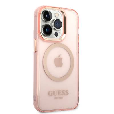 Apple iPhone 14 Pro Kılıf GUESS Magsafe Şarj Özellikli Airbagli Dizayn Kapak Pembe