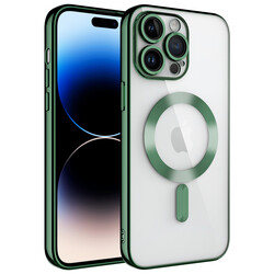 Apple iPhone 14 Pro Kılıf Kamera Korumalı Magsafe Wireless Şarj Özellikli Zore Demre Kapak Koyu Yeşil