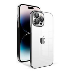 Apple iPhone 14 Pro Kılıf Kamera Korumalı Renkli Çerçeveli Zore Garaj Kapak Siyah