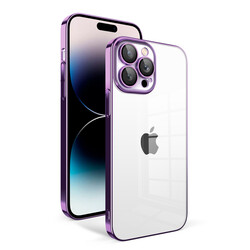 Apple iPhone 14 Pro Kılıf Kamera Korumalı Renkli Çerçeveli Zore Garaj Kapak Koyu Mor