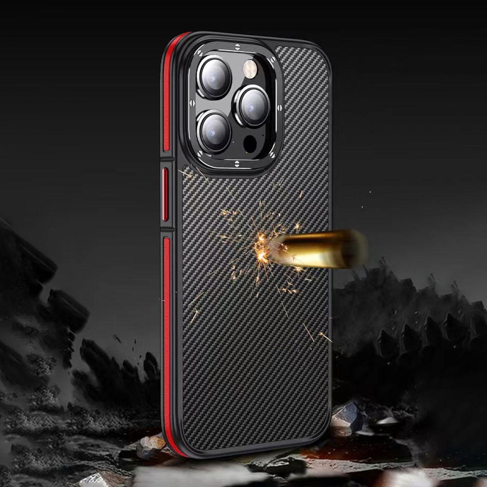 Apple iPhone 14 Pro Kılıf Karbon Fiber Görünümlü Wlons Marin Kapak - 5