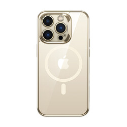 Apple iPhone 14 Pro Kılıf Magsafe Şarj Özellikli Premium Cam Arka Yüzey Benks Electroplated Kapak Gold