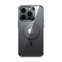 Apple iPhone 14 Pro Kılıf Magsafe Şarj Özellikli Premium Cam Arka Yüzey Benks Electroplated Kapak Siyah