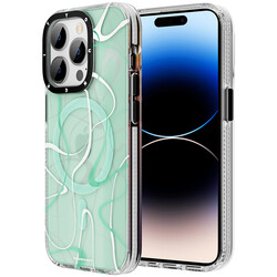 Apple iPhone 14 Pro Kılıf Magsafe Şarj Özellikli Youngkit Water-Ink Serisi Kapak Yeşil