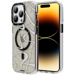 Apple iPhone 14 Pro Kılıf Magsafe Şarj Özellikli Youngkit Water-Ink Serisi Kapak Siyah