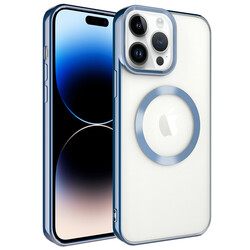Apple iPhone 14 Pro Kılıf Magsafe Wireless Şarj Özellikli Zore Setro Silikon Mavi