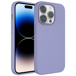 Apple iPhone 14 Pro Kılıf Sıvı Teknolojili Silinebilir Sert Zore Kivi Kapak Lavendery Gray