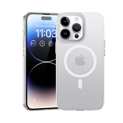 Apple iPhone 14 Pro Kılıf Wireless Şarj Destekli Benks Magnetik Haze Kapak Gümüş