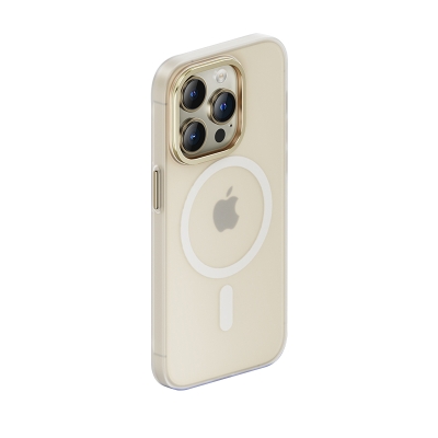 Apple iPhone 14 Pro Kılıf Wireless Şarj Destekli Benks Yeni Seri Magnetik Haze Kapak Gold