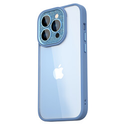 Apple iPhone 14 Pro Kılıf ​​​​​Wiwu GCC-105 Lens Korumalı Renkli Kenar Arkası Şeffaf Multicolor Kapak Mavi