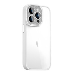 Apple iPhone 14 Pro Kılıf ​​​​​Wiwu GCC-105 Lens Korumalı Renkli Kenar Arkası Şeffaf Multicolor Kapak Beyaz