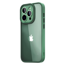Apple iPhone 14 Pro Kılıf Wiwu VCC-104 Lens Korumalı Renkli Kenar Arkası Şeffaf Vivid Clear Kapak Koyu Yeşil