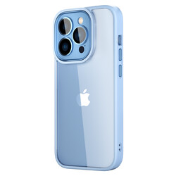 Apple iPhone 14 Pro Kılıf Wiwu VCC-104 Lens Korumalı Renkli Kenar Arkası Şeffaf Vivid Clear Kapak Mavi