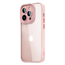 Apple iPhone 14 Pro Kılıf Wiwu VCC-104 Lens Korumalı Renkli Kenar Arkası Şeffaf Vivid Clear Kapak Pembe